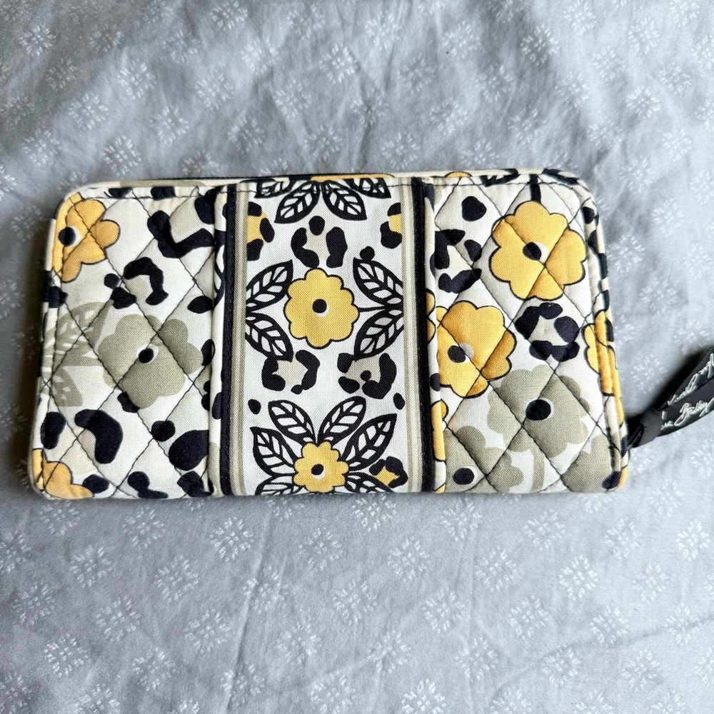 Vera Bradley Quilted Zip-Around Wallet in Yellow Floral Print